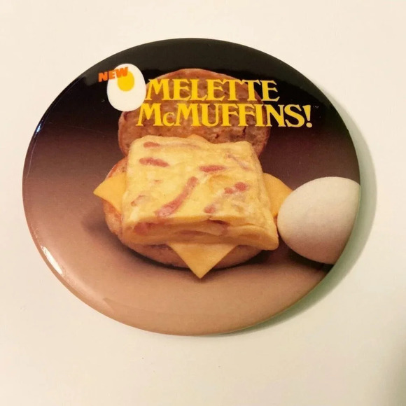 Vintage McDonalds Omelette McMuffins Button Pin Collectible Pinback - Picture 1 of 10